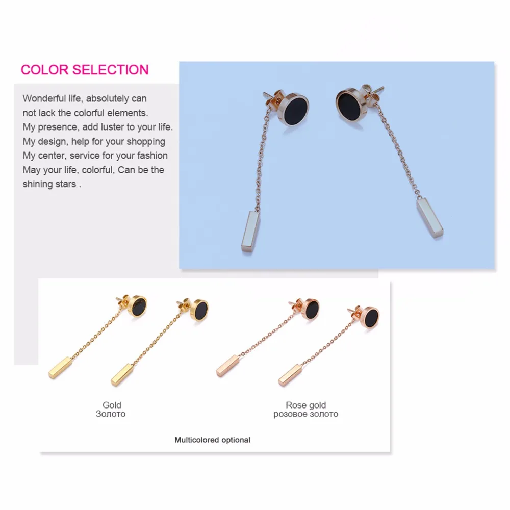 eManco Acrylic Dangle Earrings for Women Long Chain Luxury Design Top Stainless Steel Drop Earrings With Cute Pendants