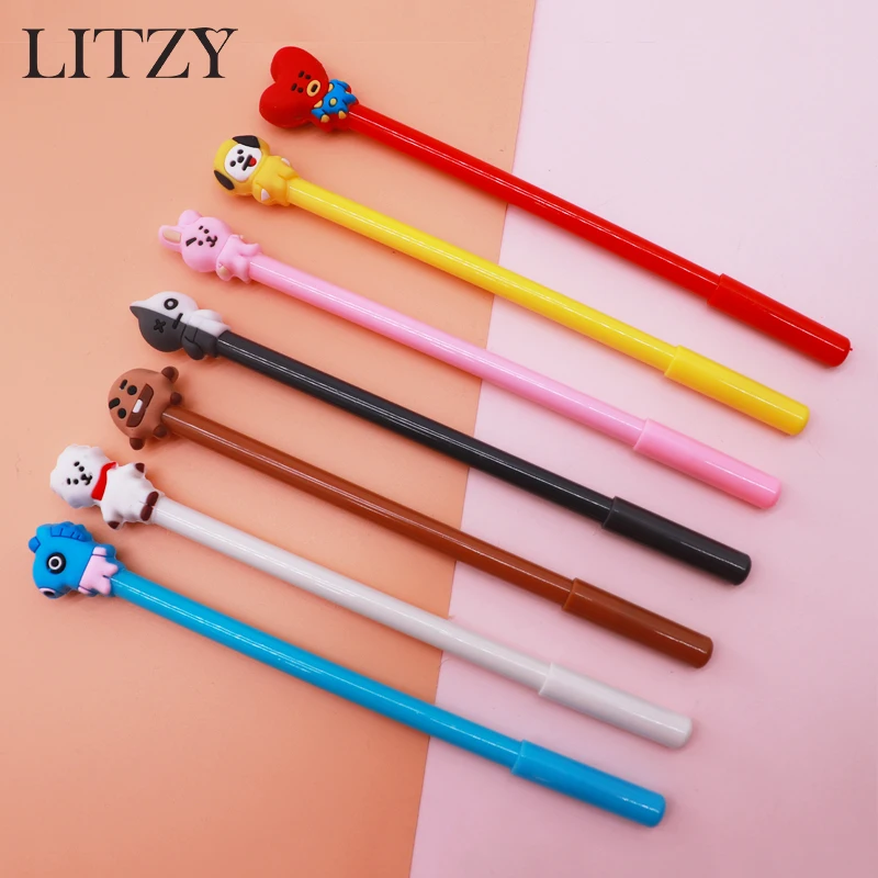 

8 Style BT21 BTS Bangtang Boys Marker Pencil Shooky Tata Chimmy Rj Cooky Gel Pen 0.5mm Ink pen For School Office Writing Supply