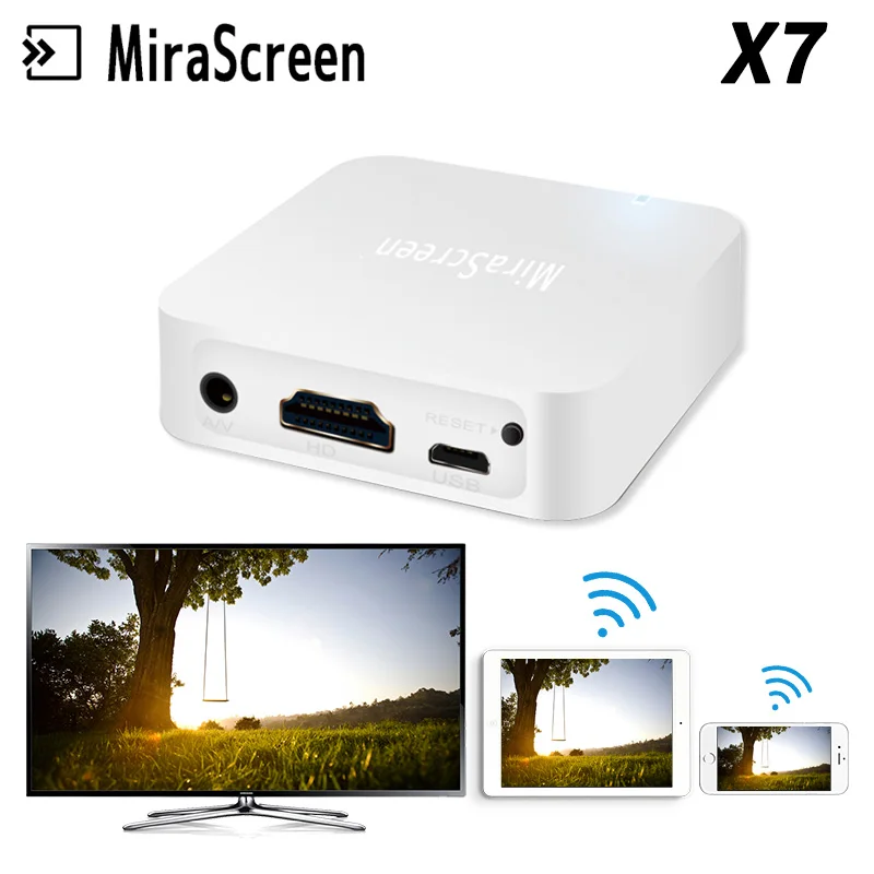 Новый ТВ приставка HDMI ключ MiraScreen X7 беспроводной WIFI для iOS Android телефон аудио видео