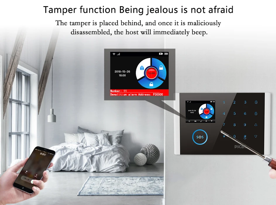 PSCBT GSM сигнализация WI-FI домашней безопасности Системы приложение Управление сим-карты Телефонный звонок англо-рус ES DE герметизирующая