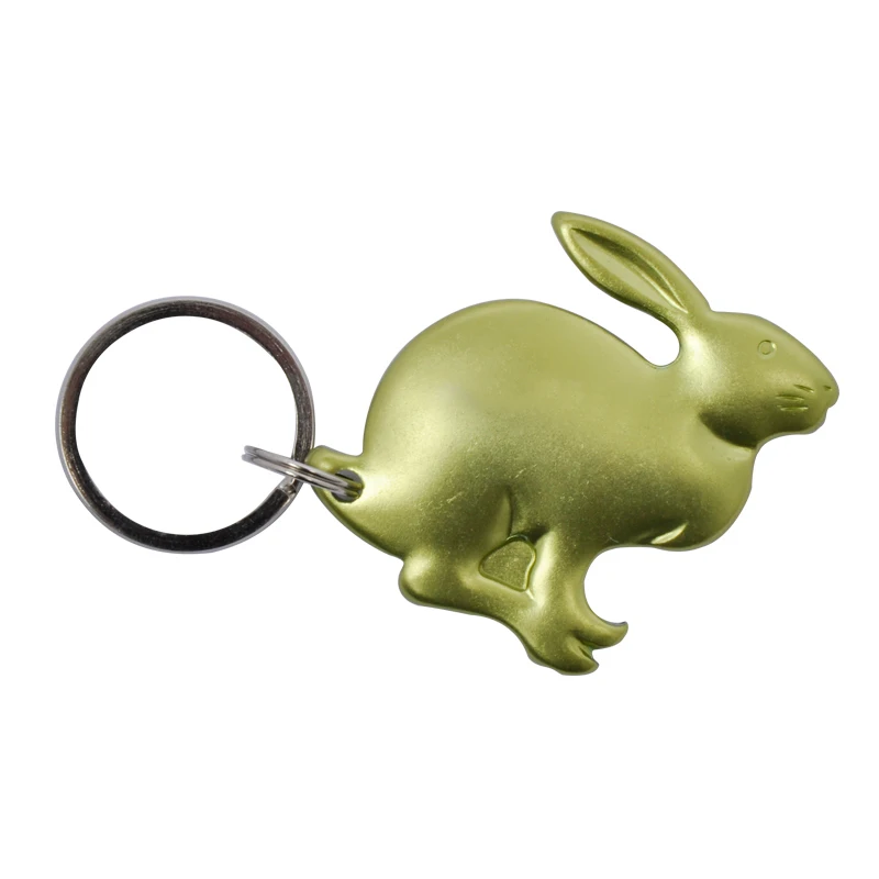 AceCamp Портативный 3D кролик формы брелок открывалка для бутылок Алюминий сплава красочные кольцо для ключей открывалка для бутылок пива креативный подарок - Цвет: 3514-Green