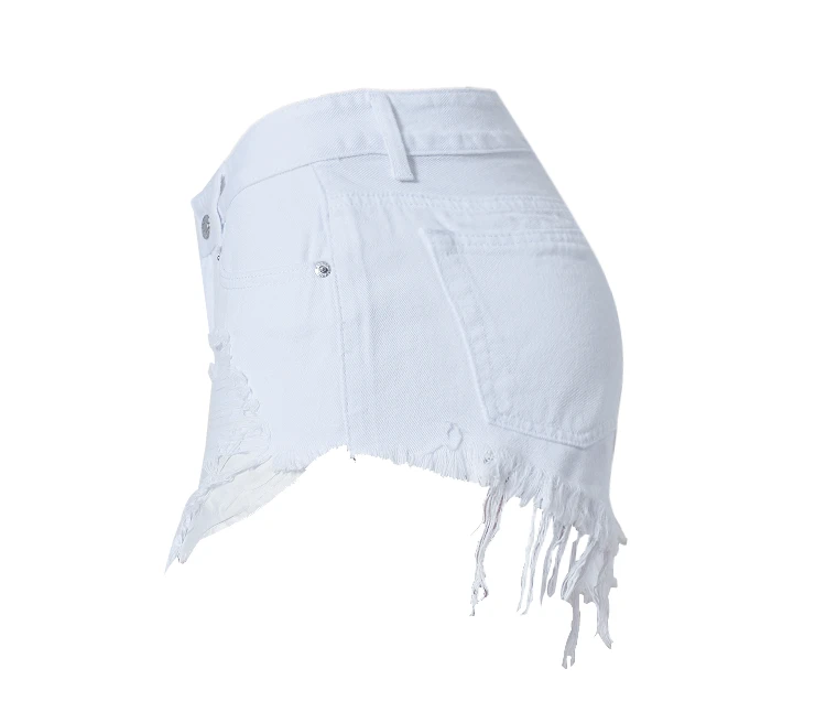 2019 Лидер продаж для женщин чистый белый высокая Талия Тонкий шлифовальный патч отверстия нерегулярно рваные джинсы Sexy girl джинсовые шорты