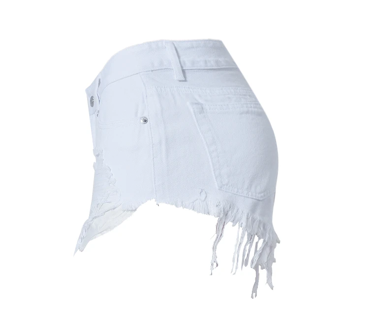  2017 Best Selling Women Pure White High Waist Slim Grinding Patch Holes Irregularly Exposed Jeans Pants Sexy Girl Denim Shorts (6)