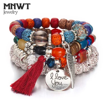 

MNWT Boho Charms Tassel Bracelet Natural Stone Wristband Crystal Bead Bracelets Women Vintage Bracelet Gift Pulseira Feminina