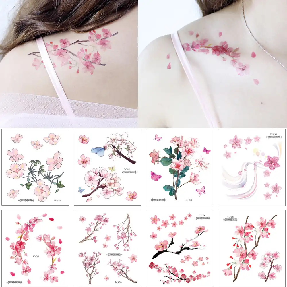 12x10 5 Cm Fc Kecil Bunga Sakura Mekar Stiker Tato Sementara