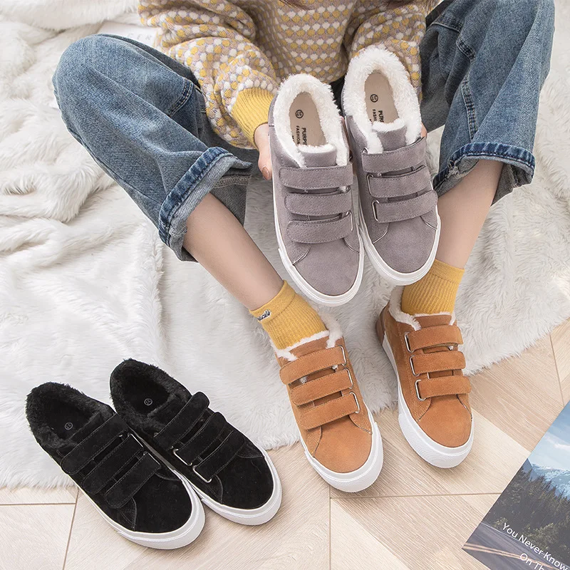 JINBEILEE Winter New Magic Stickers Thick Canvas Shoes Warm Plus Velvet Thickening Hair Short Boots Ladies Casual Skate Shoes JINBEILEE Winter New Magic Stickers Thick Canvas Shoes Warm Plus Velvet Thickening Hair Short Boots Ladies Casual Skate Shoes