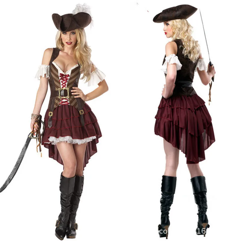 Pirates of the Caribbean Women Pirate Costume Knight Costume Halloween