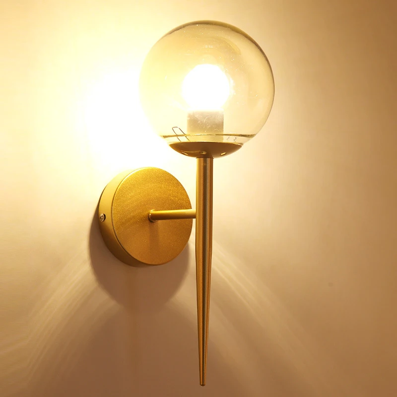 

Modern Glass Ball Wall Lamp Sconce Led Bedroom Wall Light Fixture for Home Decor Living Room Corridor E27 Mounted Wall Lamp