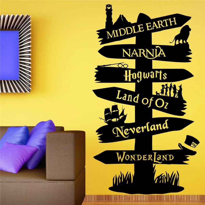 

Wall Stickers Storybook Signpost Lord Of ring vinyl decal Nursery Kids Room Art Decor D659
