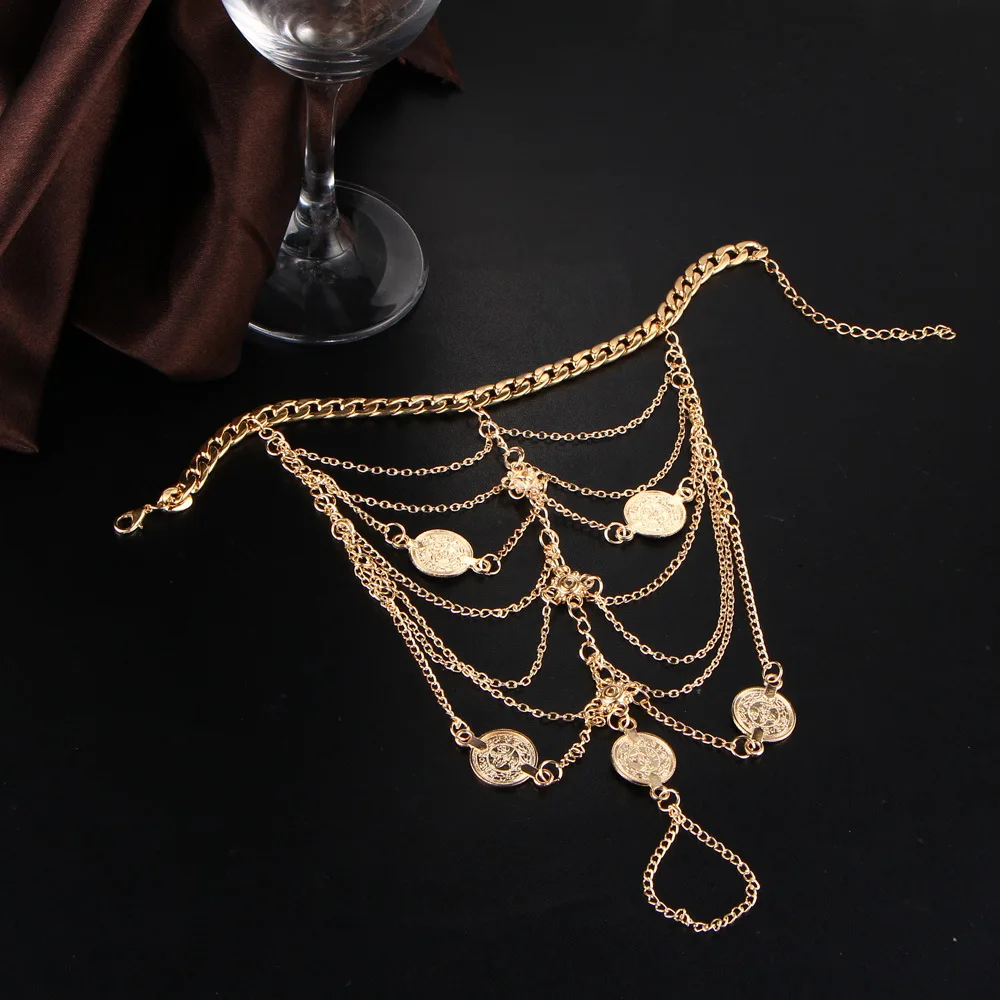 Multilayer Tassel Coin Pendant Anklet For Women Gold Silver Color Hollow Flower Foot Chain Long Leg Ankle Bracelet Charm Jewelry Anklets For Women Foot Chainankle Bracelet Aliexpress