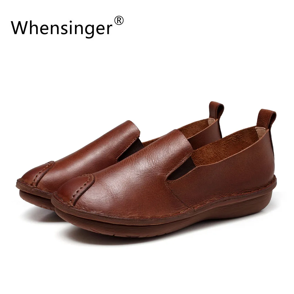 

Whensinger - 2018 Woman Shoes New Autumn Flats Genuine Leather Slip-On Design 655