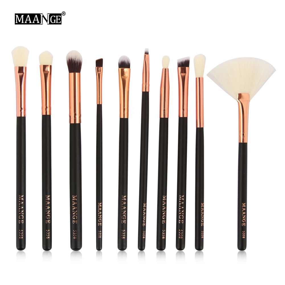 MAANGE 10 Pcs Complete Makeup Brushes Set Professional Luxury Set Make