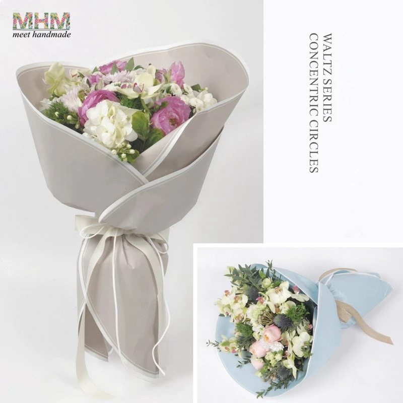 918 35 De Réduction2018 Mode Lignes Rondes Frontière Fleurs Emballage Papier Matériaux Cadeau Fleuriste Bouquet Fournitures Emballage Tissu Kraft