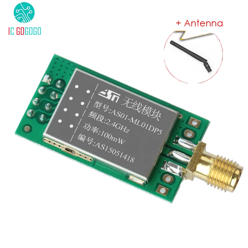 

2.4G Wireless Transceiver Module 2300m Long Distance Transparent Transmission RF Communication nRF24L01P + PA High Power 100mW