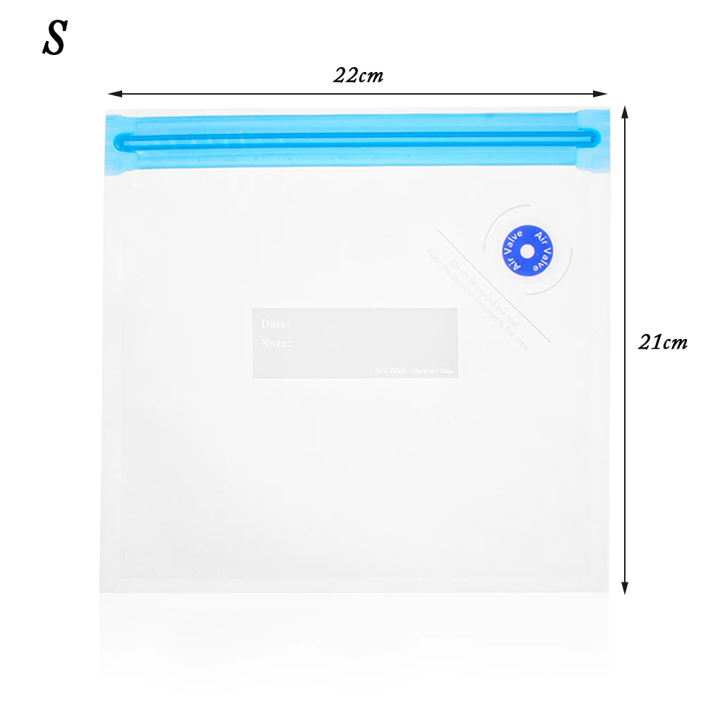 Вакуумный пакет для еды, воздушный Вакуумный пакет, органайзер с прозрачными герметичными сумками для хранения, многоразовые мешки для морозильников, Кухонное хранение - Цвет: S