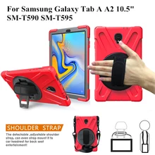 Чехол для Samsung Galaxy Tab A A2 10,5 «T590 T595 T597 tablet Kids из кожи, безопасный противоударный бронированная крышка + ремешок на руку и шею