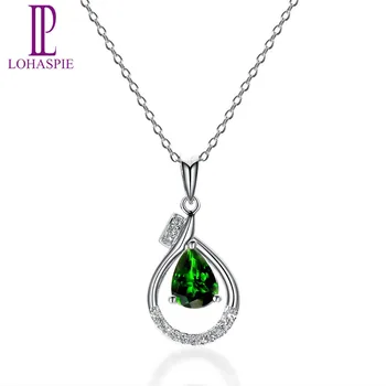 

LP Solid 18K 750 White Gold Natural Chrome Diopside Clou Pendant Fine Fashion Stone Diamond-Jewelry For Women's Gift New