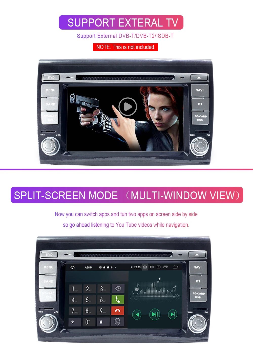 Best Xonrich 2 Din Android 9.0 Car Multimedia player For Fiat/Bravo 2007 2008 2009 2010 2011 2012 Car Radio GPS Navigation DVD TV 4G 16