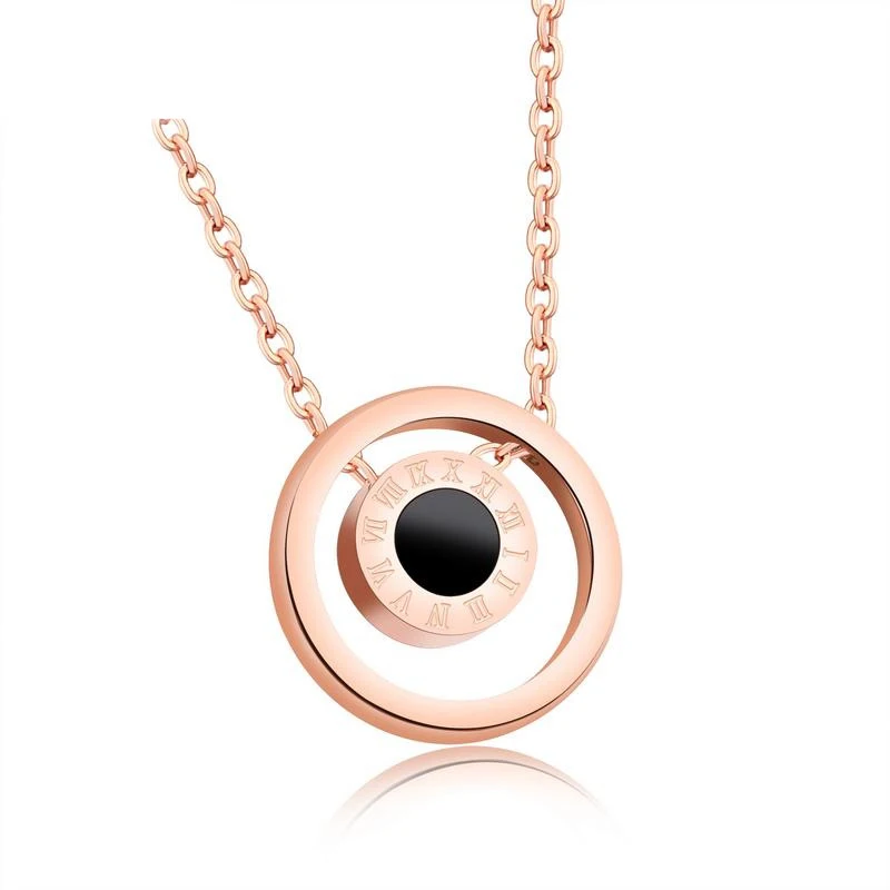 Hot Sale Black White Double Face Shell Round Rose Gold Color / Silver Stainless Steel Necklace | Украшения и аксессуары