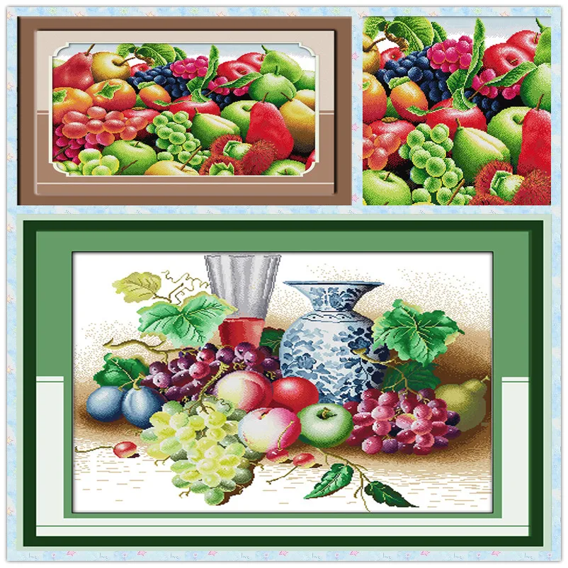 

Joy sunday Fruit still life Cross Stitch Kits Printed Patterns Canvas Embroidery Needlework Set DIY Cross-stitch DIY decoration
