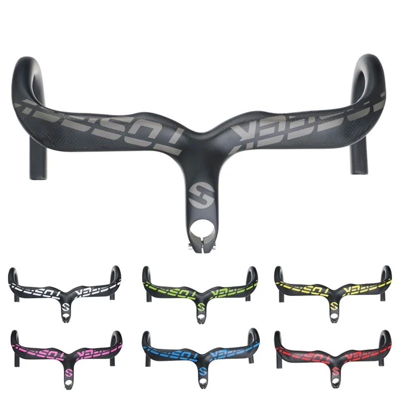 

TOSEEK Full Carbon Fiber Integrated Bicycles Handlebar Road bike Bent Bar Bike Handlebar accessories 28.6mm 8 color Matte