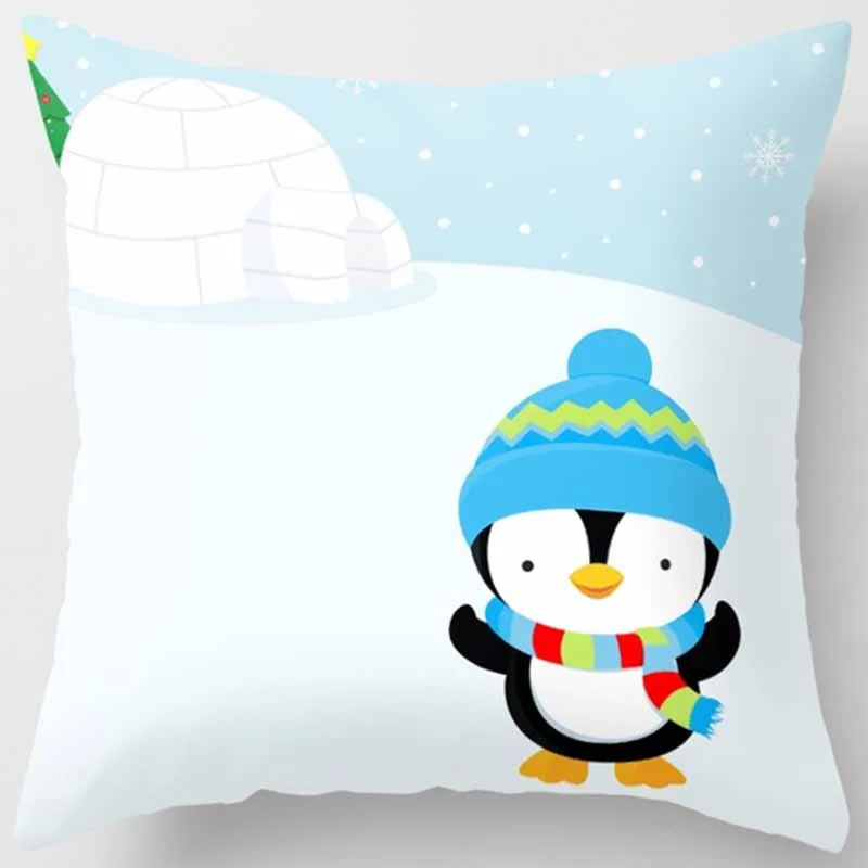 Рождественский чехол для подушки со снеговиком, модный квадратный чехол для подушки с милыми рисунками, размер 45*45 см