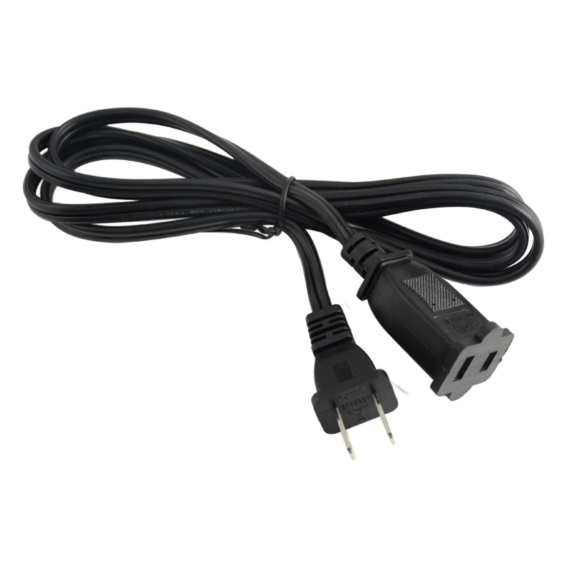 1.5M/5ft 10/13A 125V Power US Plug 2 Prong Connector Extension Core