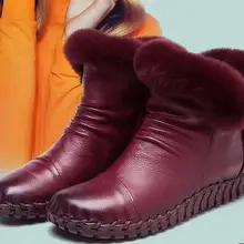 Зимние сапоги с кроличьим мехом А68 г. женские ботинки из натуральной кожи в ковбойском стиле хлопчатобумажные туфли мягкие хлопковые туфли ручная вышивка