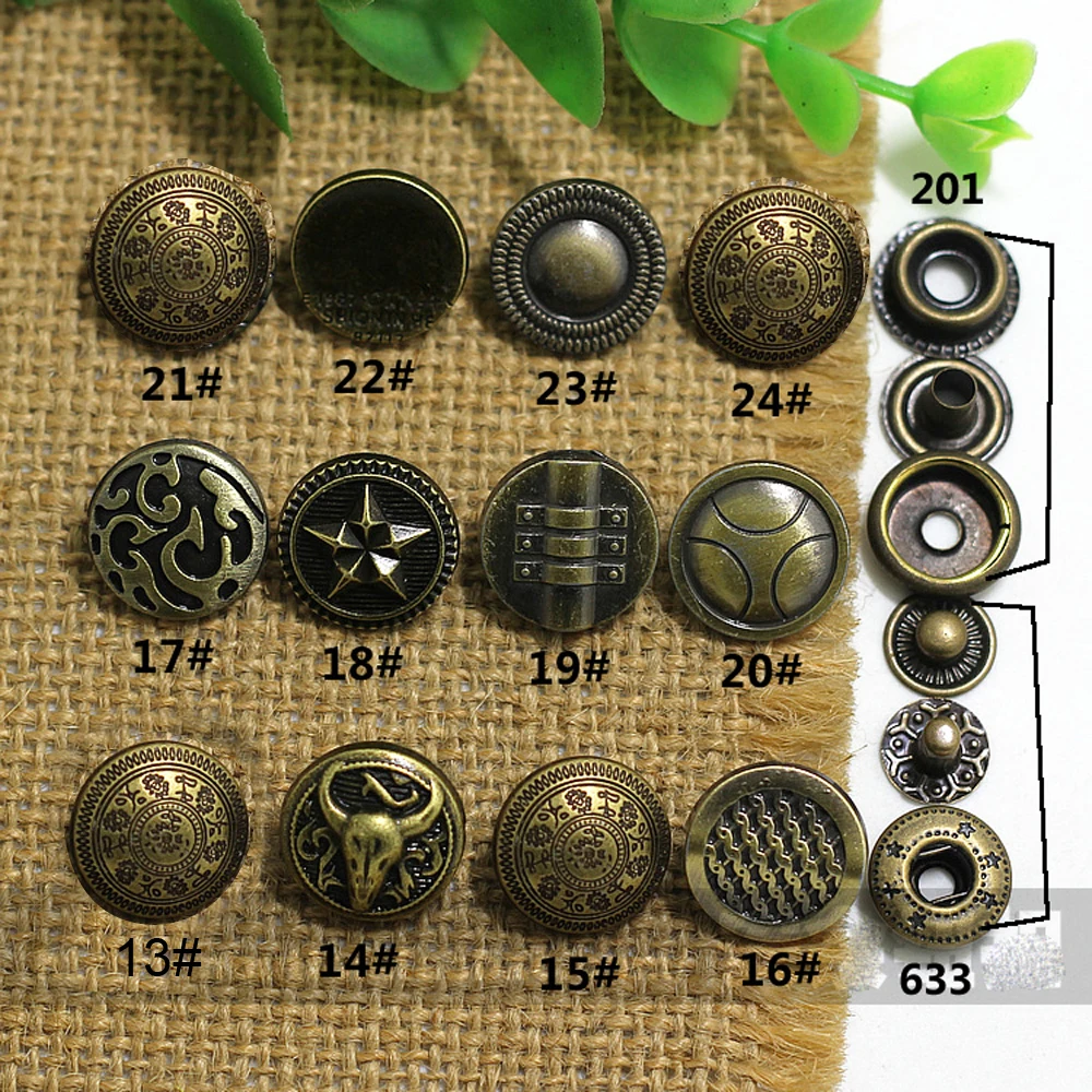 12 Design 15mm Vintage Elegant Carved Bronze Color Snaps Metal Decorative  Button For Clothes Leather Craft Sewing Accessories - Buttons - AliExpress