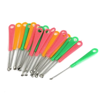 

5 pack 20 Pcs Red Green Yellow Plastic Grip Metal Earpick Ear Curette