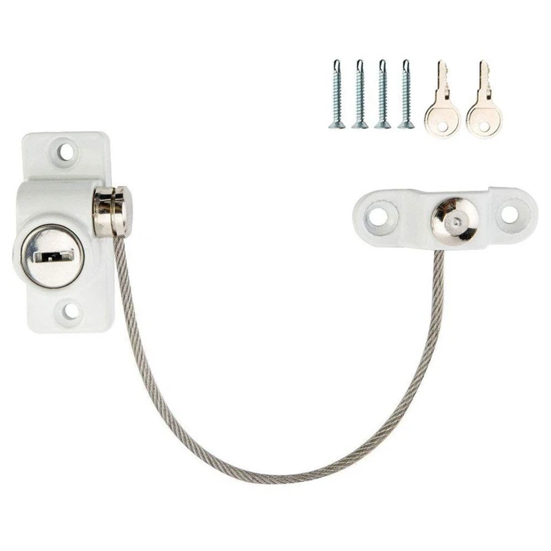 

WSFS Hot 8pack Kids Window Security Restrictor Lock Child Baby Safety Sliding Door Cable Locks Security Wire Furniture Lock