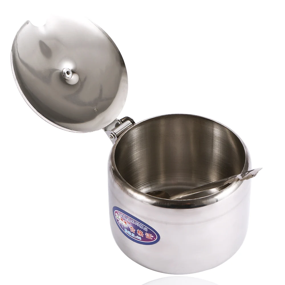 Mini Stainless Steel Kichen Salt Storage Pot Jars Tea Sauces Coffee Jam Storage Pot with Lid Spoon Mini Stainless Steel Kichen Salt Storage Pot Jars Tea Sauces Coffee Jam Storage Pot with Lid Spoon