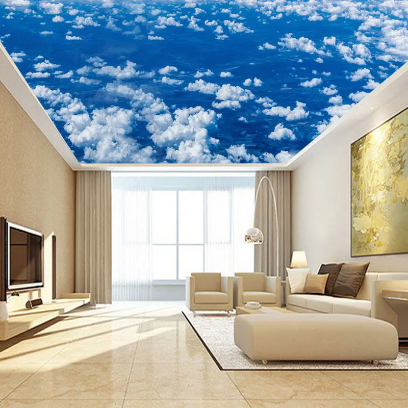 Buy Ceiling Wall Papers 3d White Clouds Blue Sky Photo