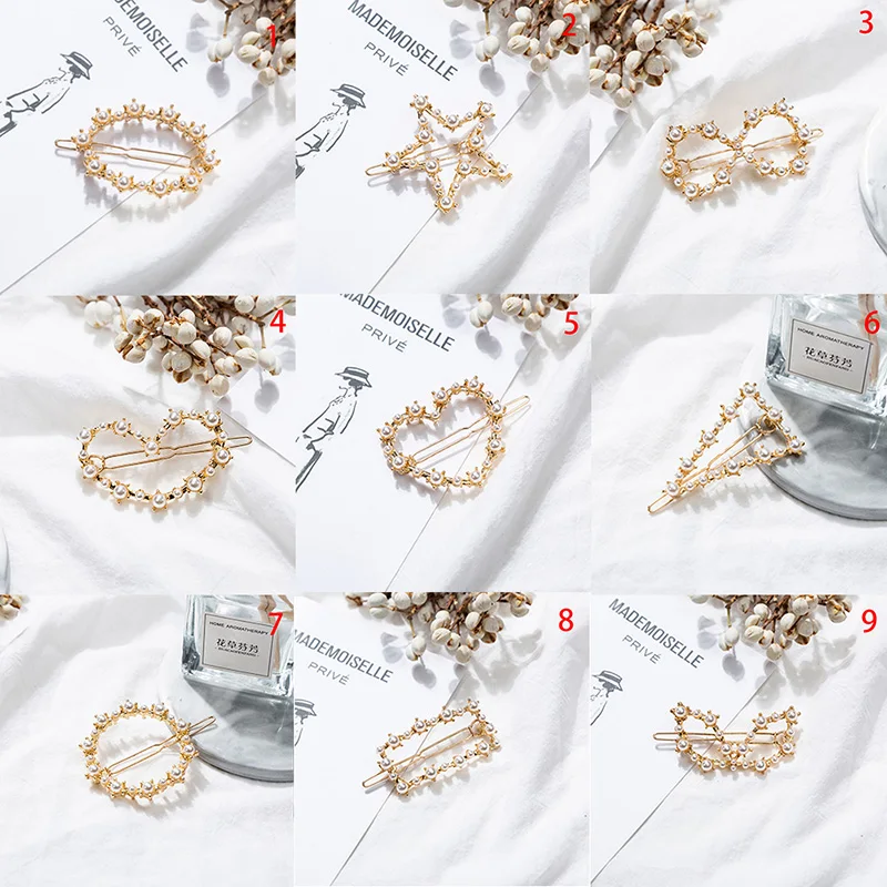 Women Crystal Girls Hair Clip Elegant Pearl Hair Clip Barrette Korean Hairpin Barrette Headdress Hair Accessories 21 Style