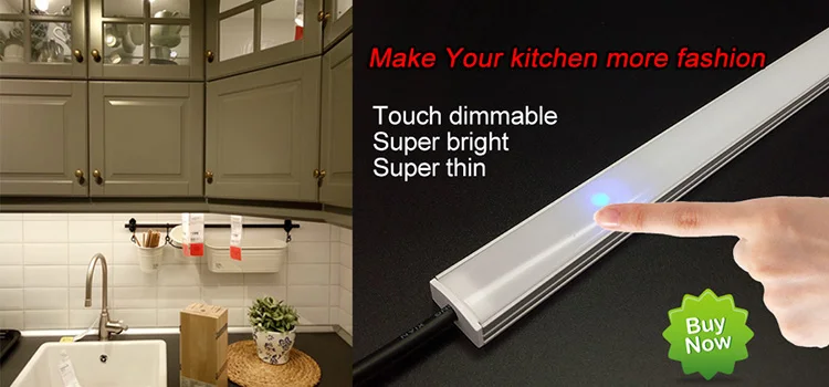 Затемнения под ручка для шкафа освещения с сенсорный выключатель Кухня led DC12V жесткой полосы + 2A источника питания 1 комплект