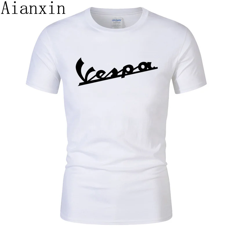 

AIANXIN Vespa T Shirt Men 2017 Funny High quality cotton Mens T-shirt 100% Cotton Summer Short Sleeve Round Neck Tees Male