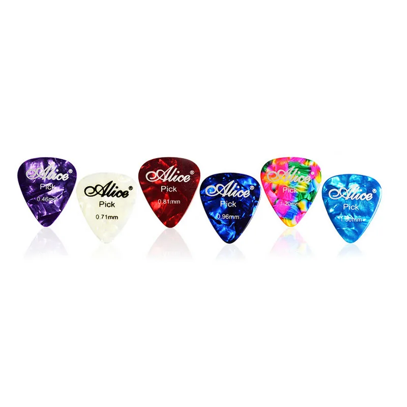 100pcs Alice Cellouid ABS Guitar Picks Acoustic Electric Guitar Picks Plectrums Guitar Accessory 0.46/0.71/0.81mm Multi Color