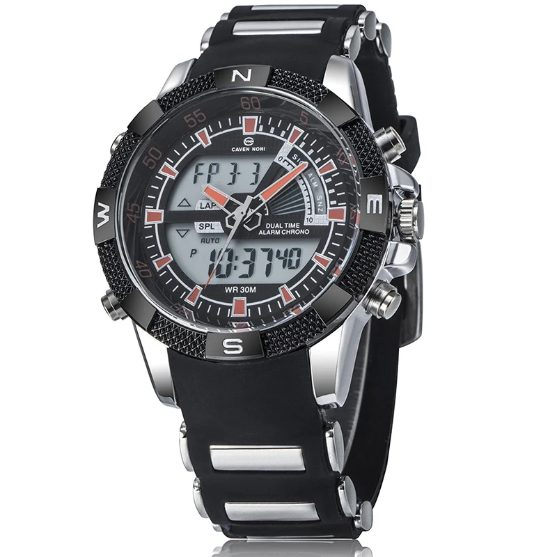Dual Time Zones Watch Men Outdoor Sport Watch Army Use Quartz