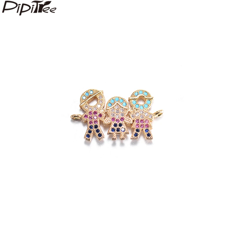 Pipitree AAA фианит папа и девочка мама семья Бусины Подвески для изготовления