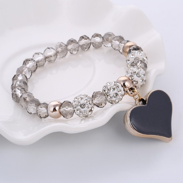Fashion Geometric Beaded Women Heart Bracelets Simple Stone Bead Charm Bracelets & Bangles For Women Jewelry Gift