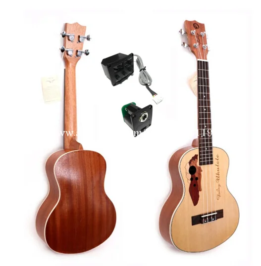 

Free shipping 27 inch ukulele With SpruceTop/Rosewood Body,Super Electric Tenor ukelele Wtih Grape Sound Hole,Electric ukulele
