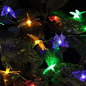 

Solar String Light Outdoor 20 LED Solar Powered Butterfly Dragonfly Lighting String Multi Color Fairy String Light for Patio