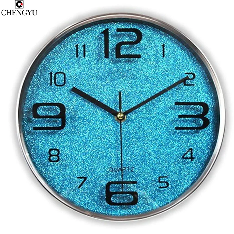 7 Colors Modern Shiny Accurate Wall Clock Brief Quzrtz Circle Glass