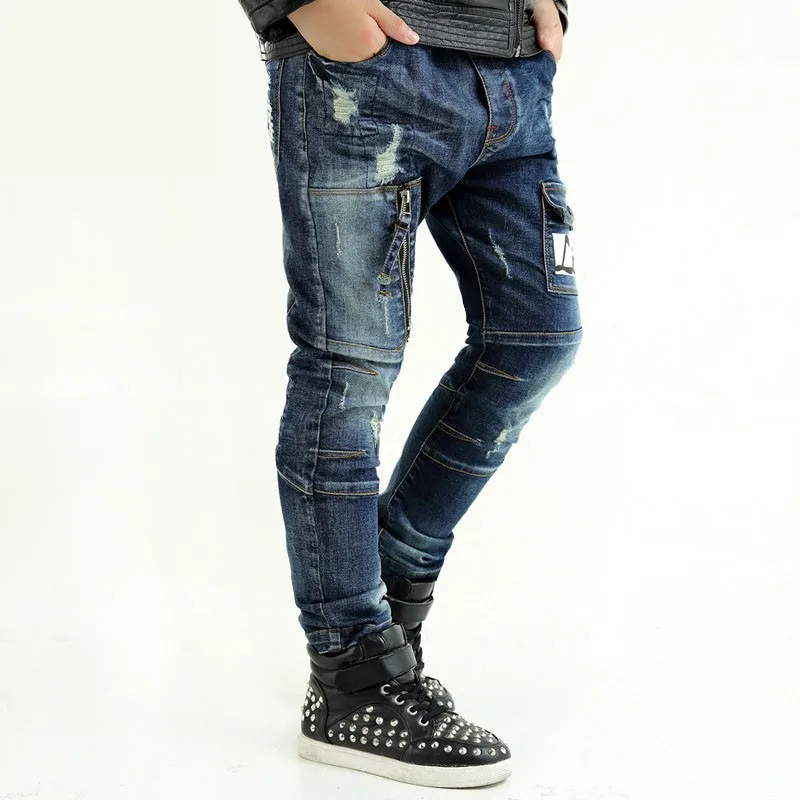fashion 2017 spring autumn kids letter jeans boys pants kid clothes mid elastic waist children denim pant clothing for teenagers bottom clothees 6 7 8 9 10 11 12 13 14 15 16 years old (14)