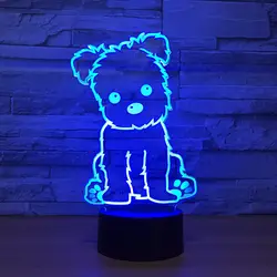 Прекрасная собака 3D светильник светодиодный ночник Иллюзия ночника GRB USB настольные лампы дома Освещение Цвет изменение атмосфера лампы