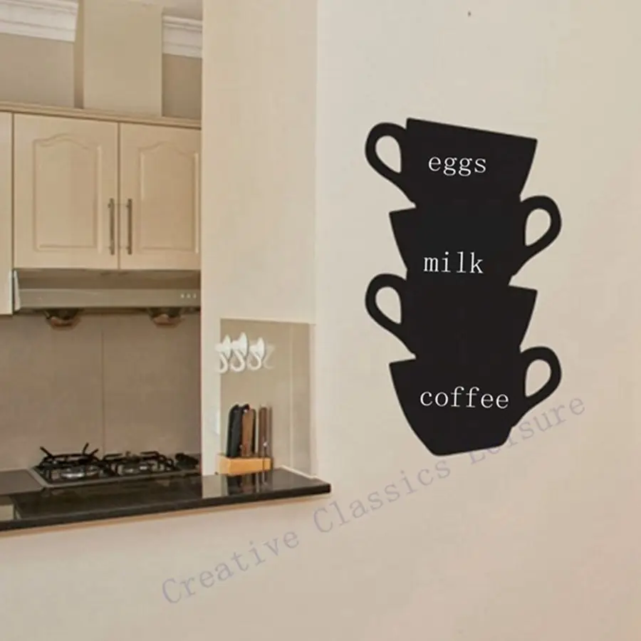 Free shipping kitchen wall stickers coffee home decor -- kitchen chalkboard cups blackboard vinyl wall art decor Free shipping kitchen wall stickers coffee home decor -- kitchen chalkboard cups blackboard vinyl wall art decor