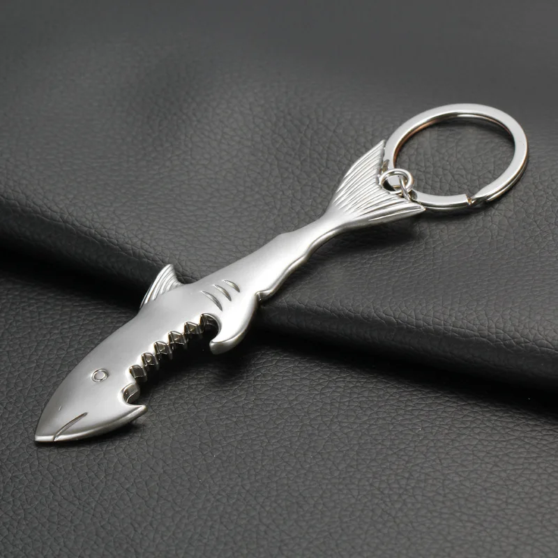 500 шт. в форме акулы открывалка для бутылок брелок цинкового сплава Серебряный