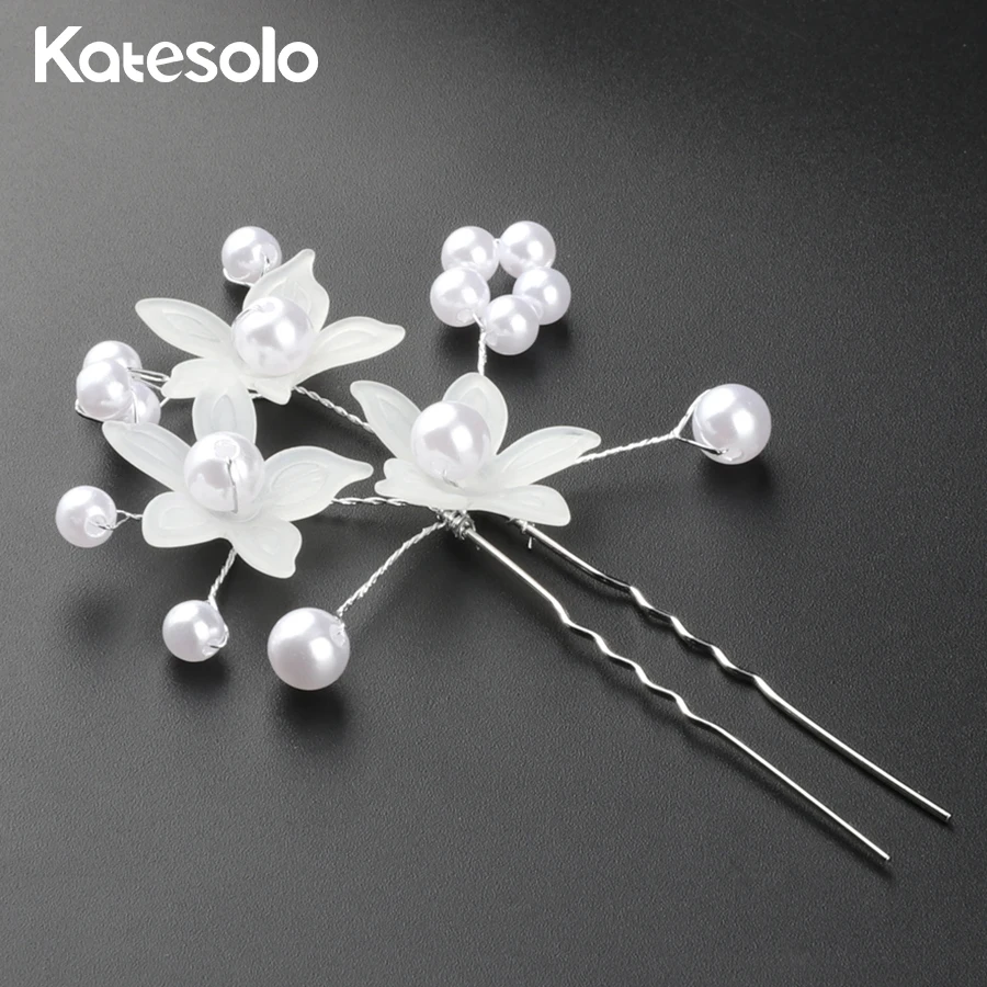 

Elegant Handmade Flower Wedding Pin Hair Clip Side Combs Jewelry White Red Imitated Pearl Bride Hairpin Ornaments Accessories