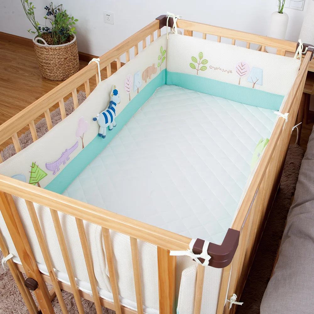 Детская кровать бампер со слоном игрушечные зебры спальный комплект постельного белья вышитый дизайн дышащая защита для кроватки полезный детский бампер