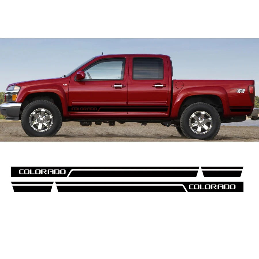 

2 PC cool side stripe graphic Vinyl sticker for Colorado double cab 2012 2013 2014